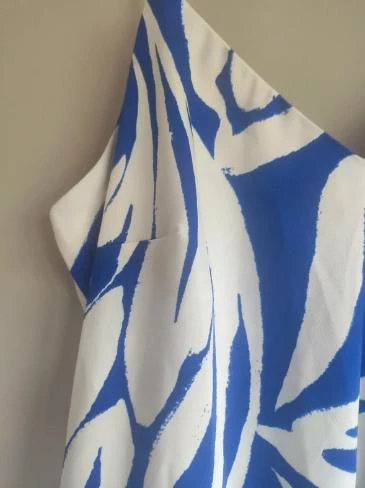 Primark vestido longo com fenda azul e branco PP – photo 5